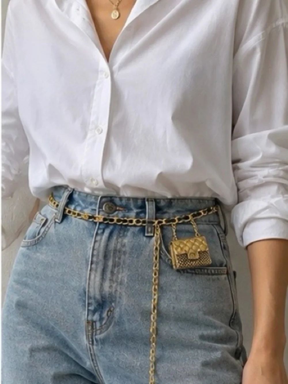 Luxury Gold Chain Waist Belt Mini Bag Charm